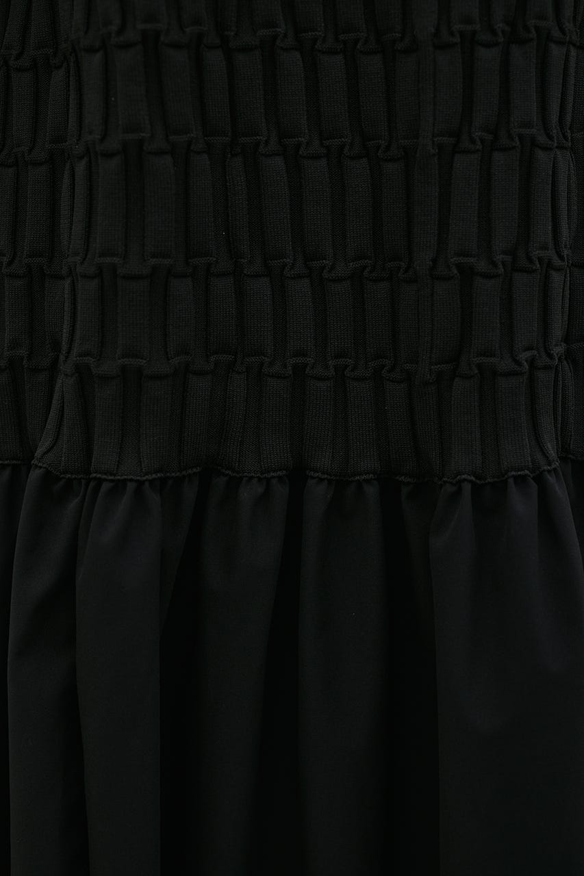 クロシェドッキングティアードワンピース BLK S