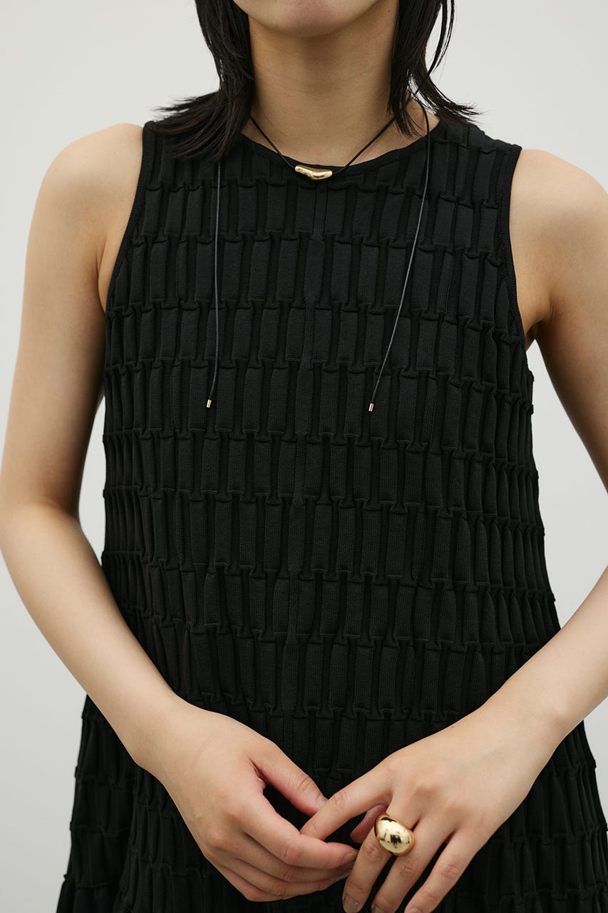 クロシェドッキングティアードワンピース BLK S