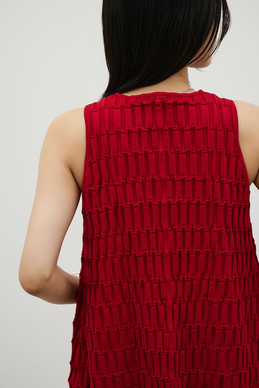 クロシェドッキングティアードワンピース RED M