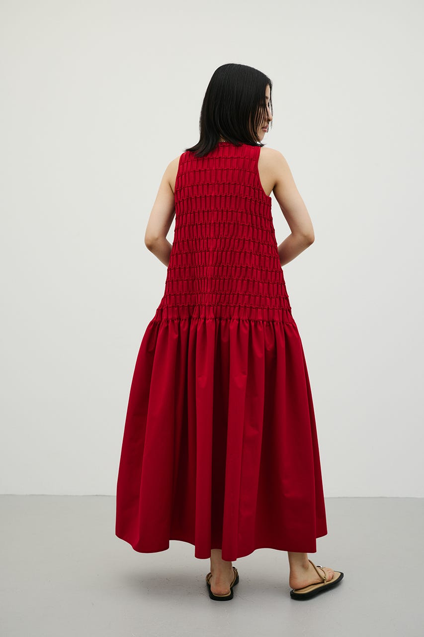 クロシェドッキングティアードワンピース RED M