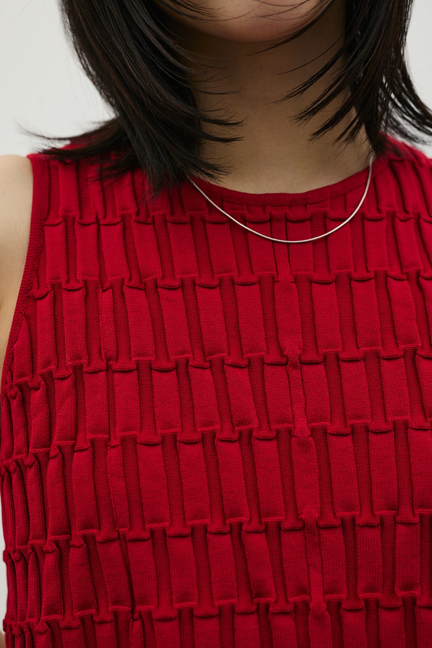 クロシェドッキングティアードワンピース RED M