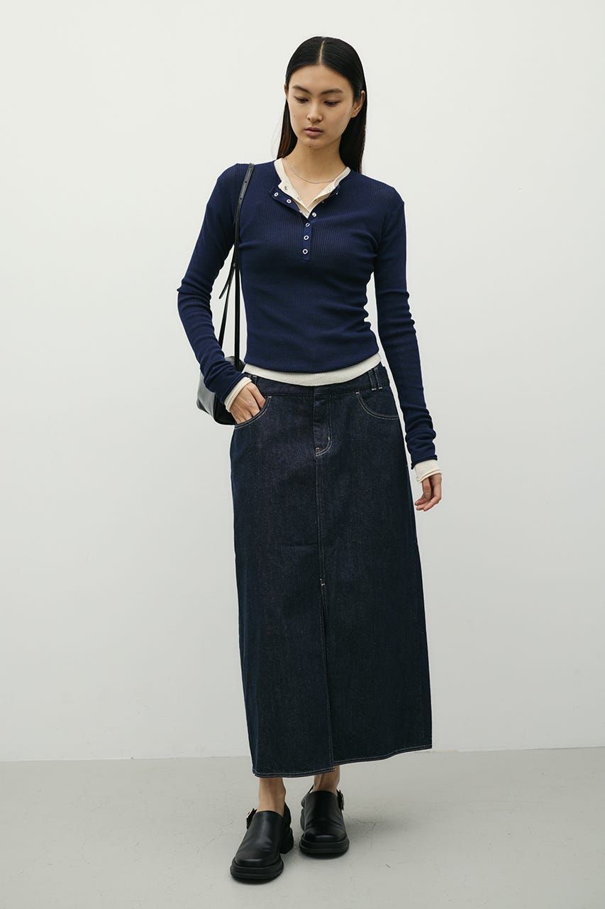 ダブルウエストデニムスカート IDG S