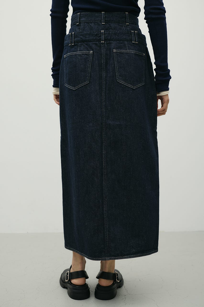 ダブルウエストデニムスカート IDG S