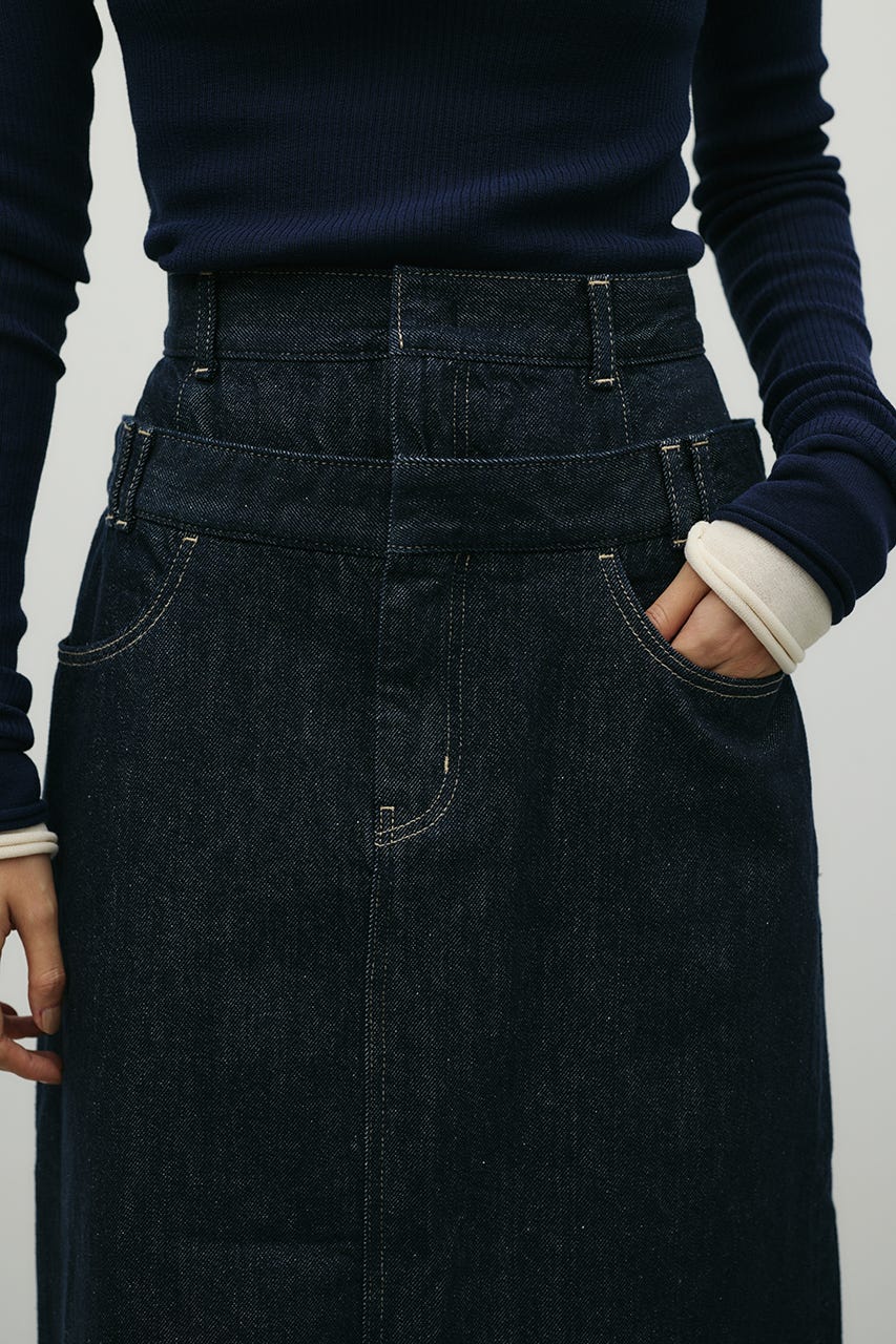 ダブルウエストデニムスカート IDG S