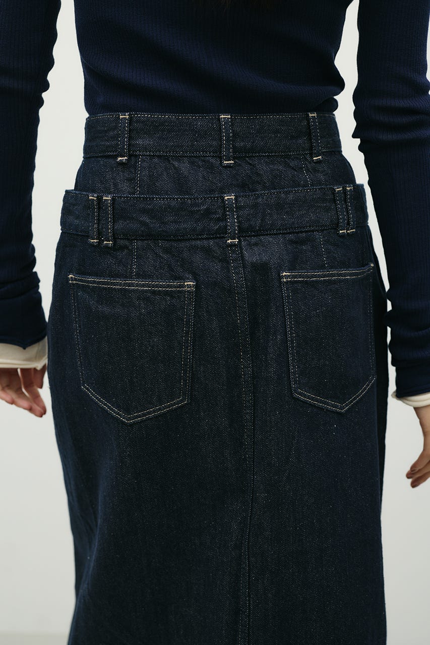 ダブルウエストデニムスカート IDG S