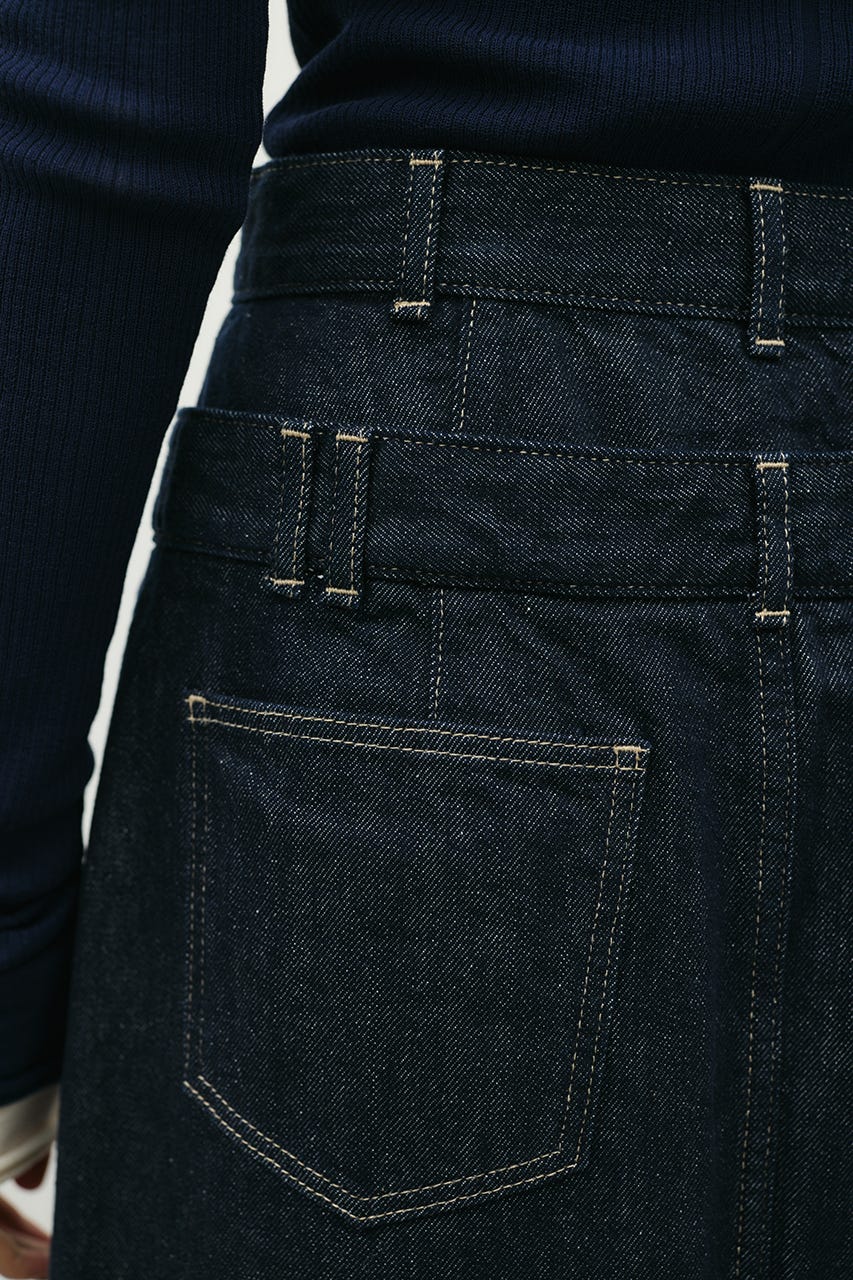 ダブルウエストデニムスカート IDG S