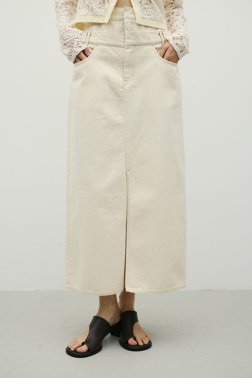 ダブルウエストデニムスカート IVOY M