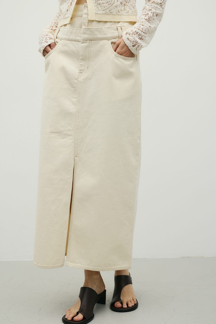 ダブルウエストデニムスカート IVOY M