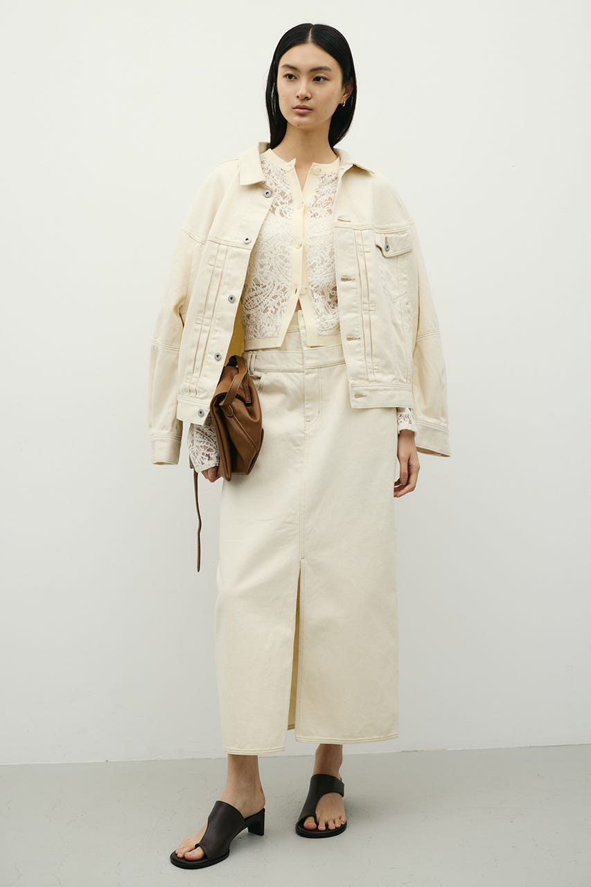 ダブルウエストデニムスカート IVOY M