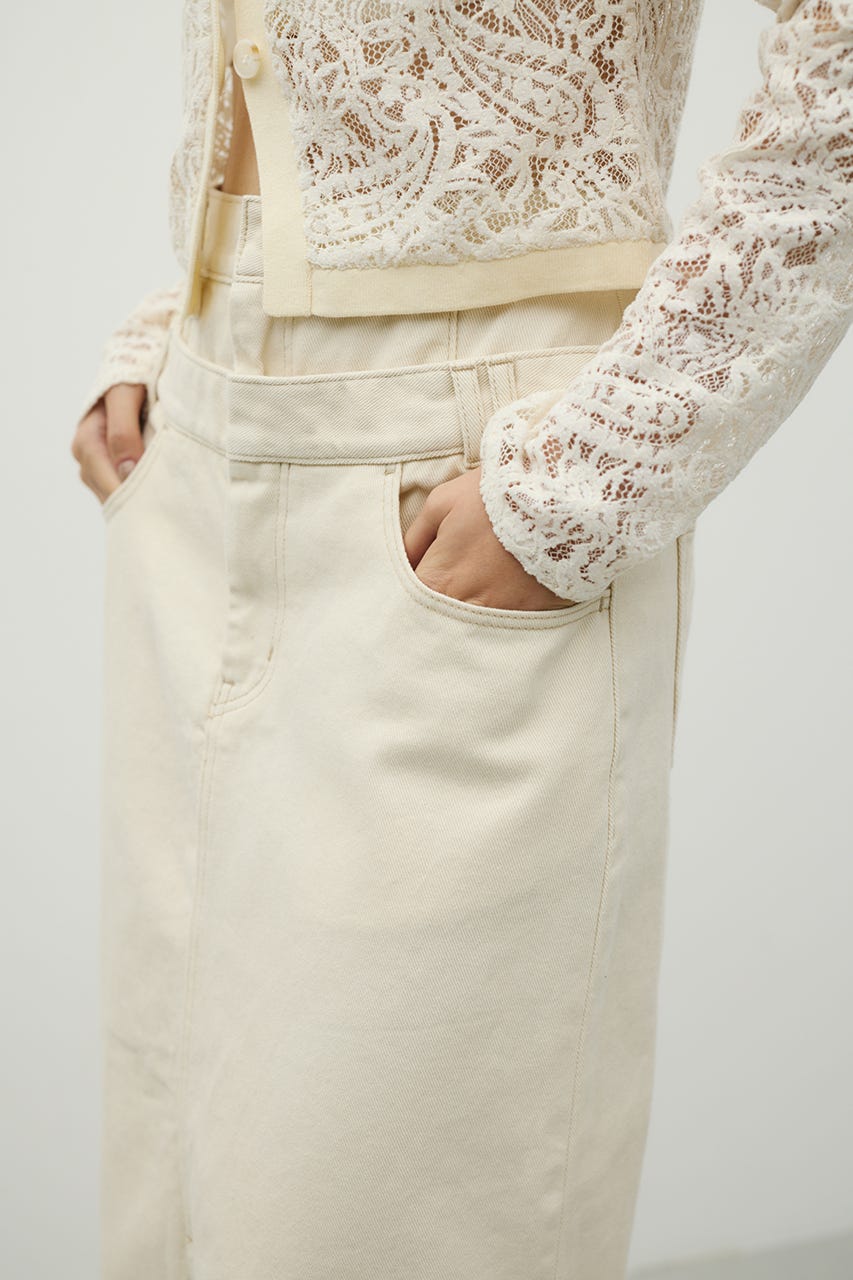 ダブルウエストデニムスカート IVOY M