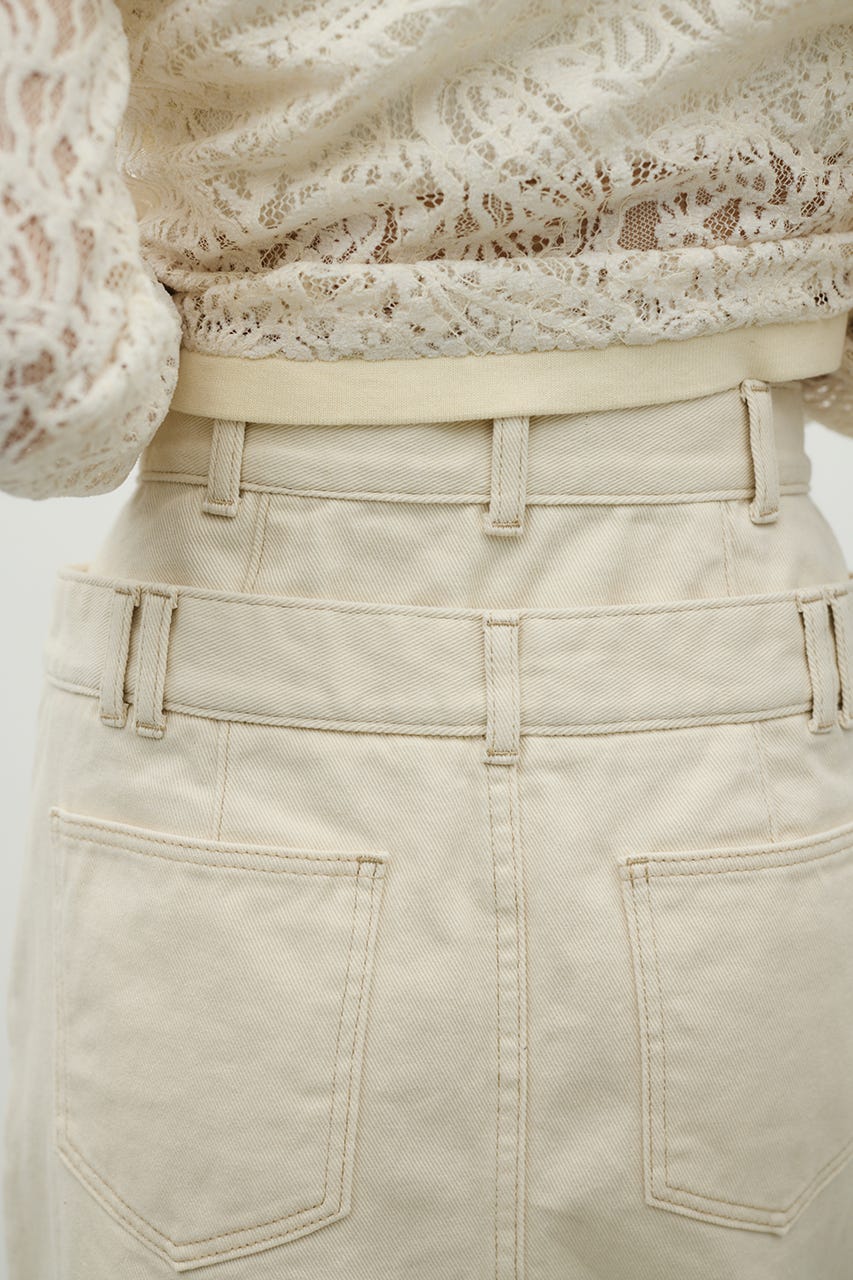 ダブルウエストデニムスカート IVOY M