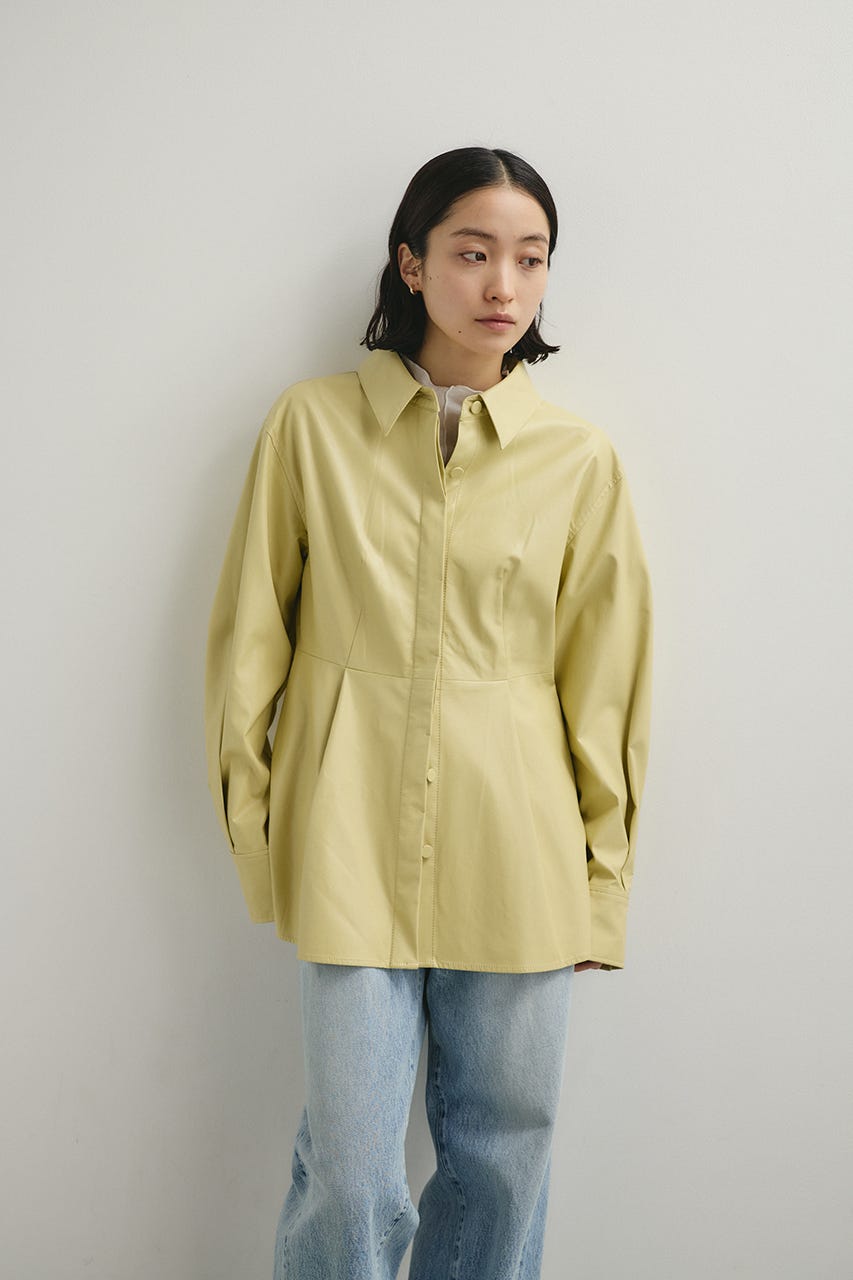 フェイクレザータックシャツ BEG FREE