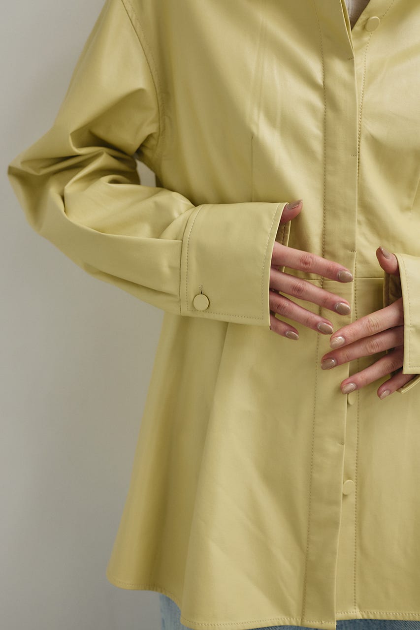 フェイクレザータックシャツ BEG FREE