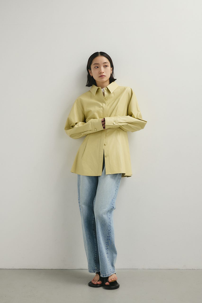 フェイクレザータックシャツ BEG FREE