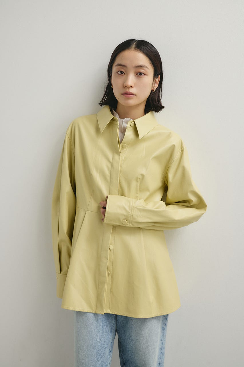 フェイクレザータックシャツ BEG FREE