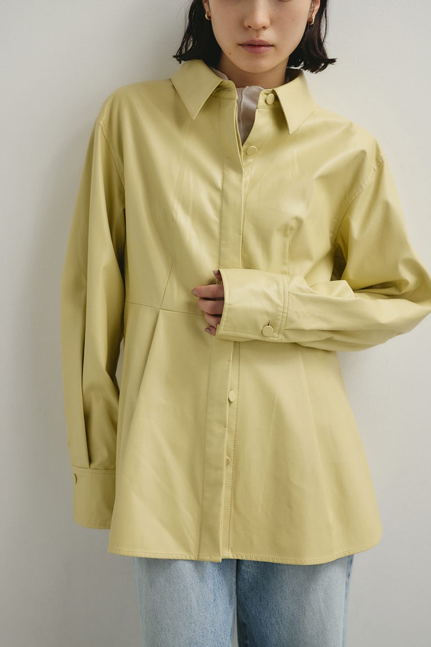 フェイクレザータックシャツ BEG FREE