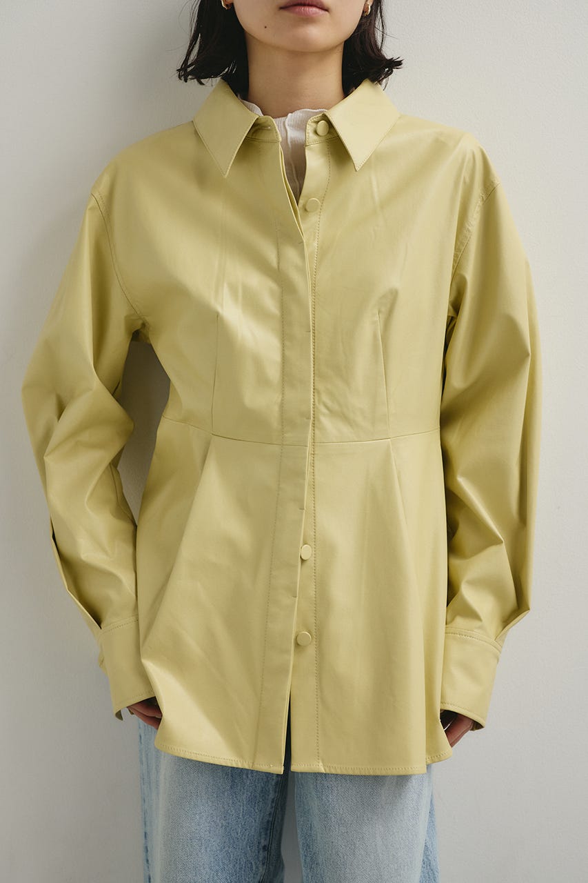 フェイクレザータックシャツ BEG FREE