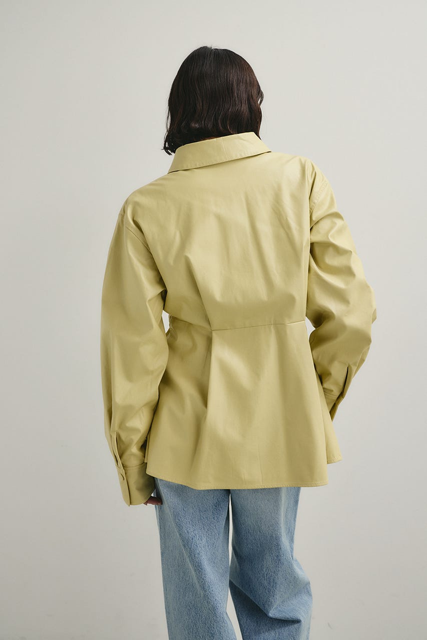 フェイクレザータックシャツ BEG FREE