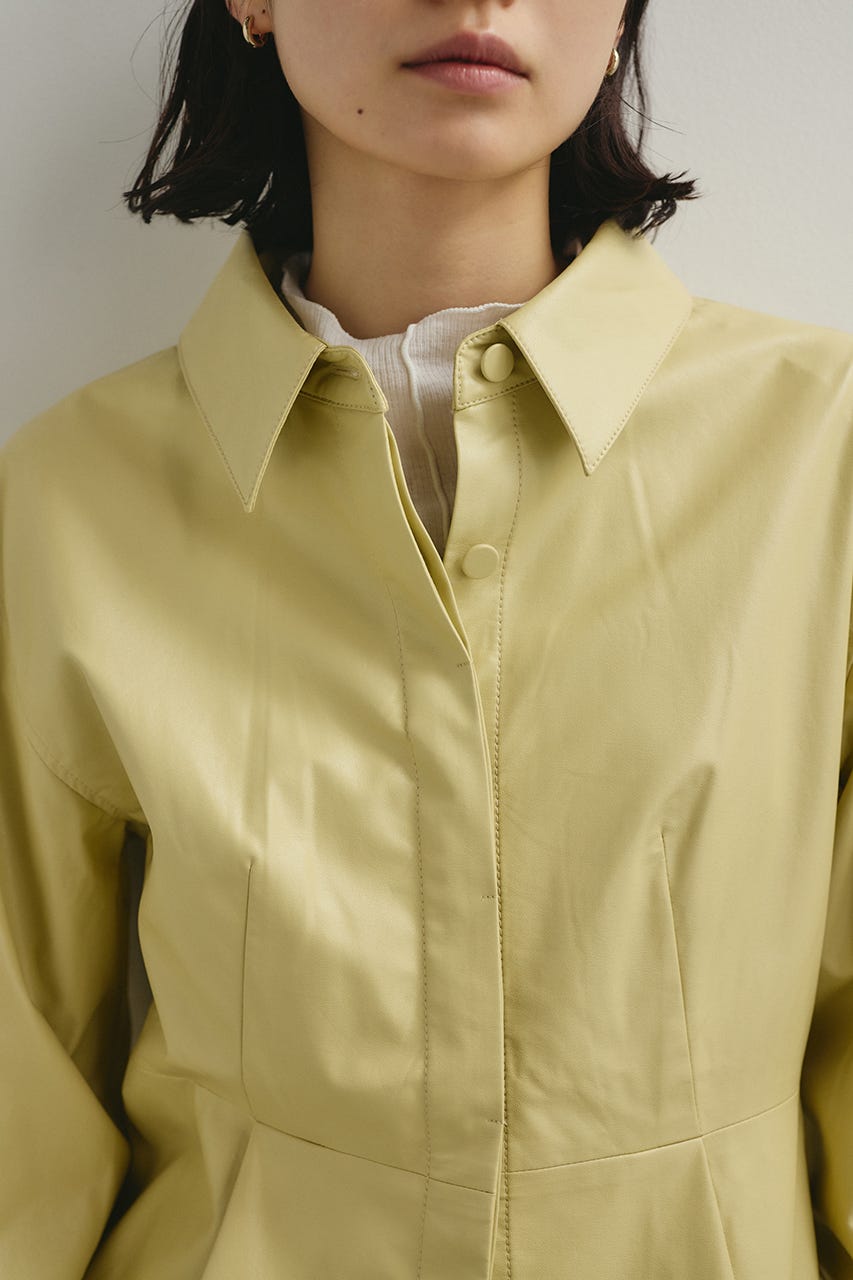 フェイクレザータックシャツ BEG FREE