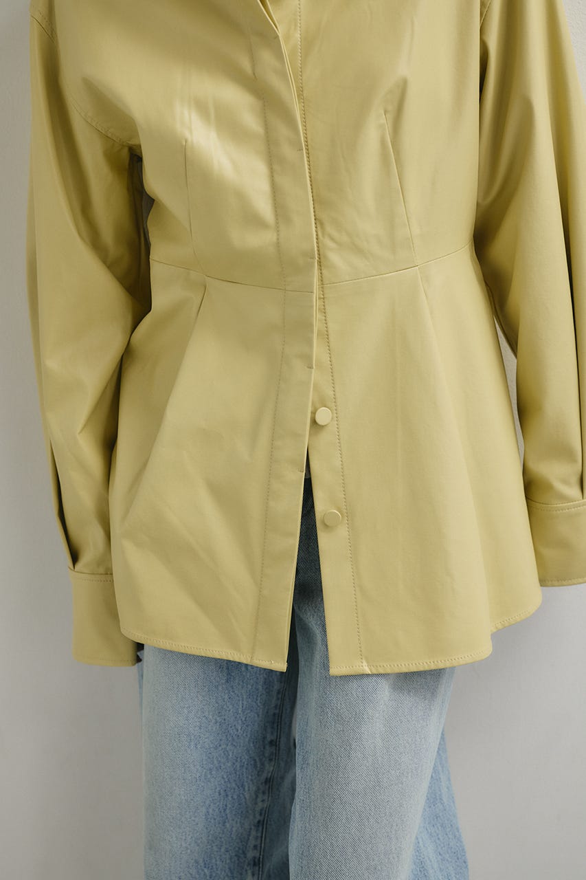 フェイクレザータックシャツ BEG FREE