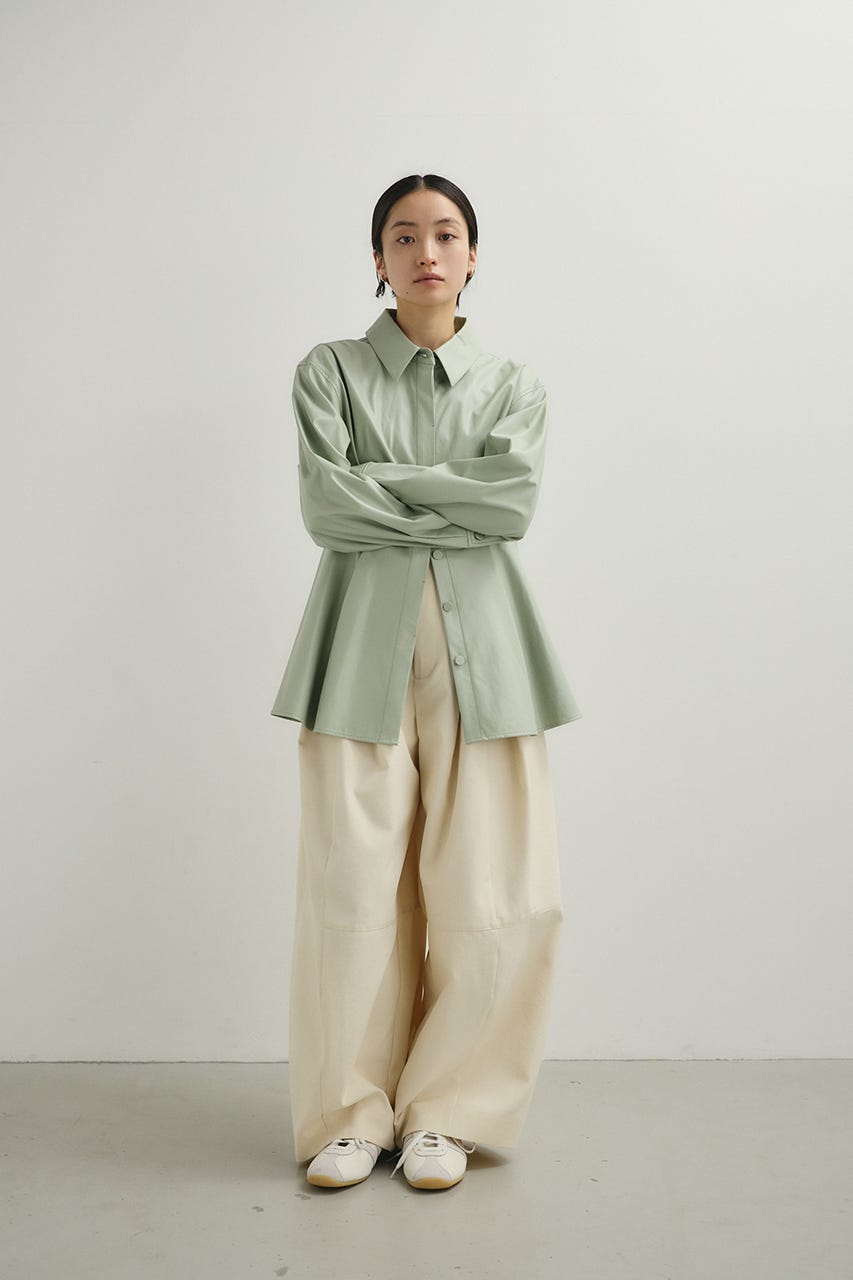 フェイクレザータックシャツ MINT FREE