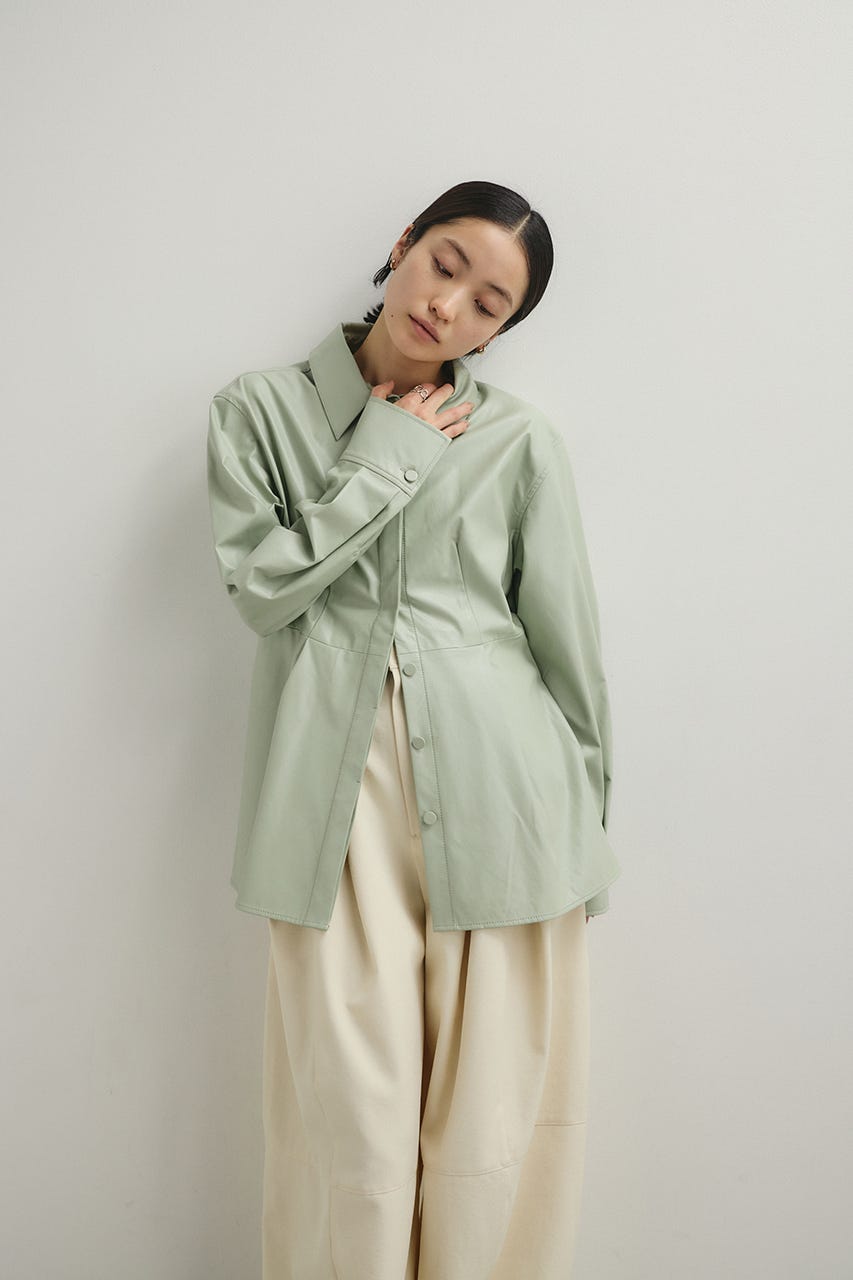 フェイクレザータックシャツ MINT FREE