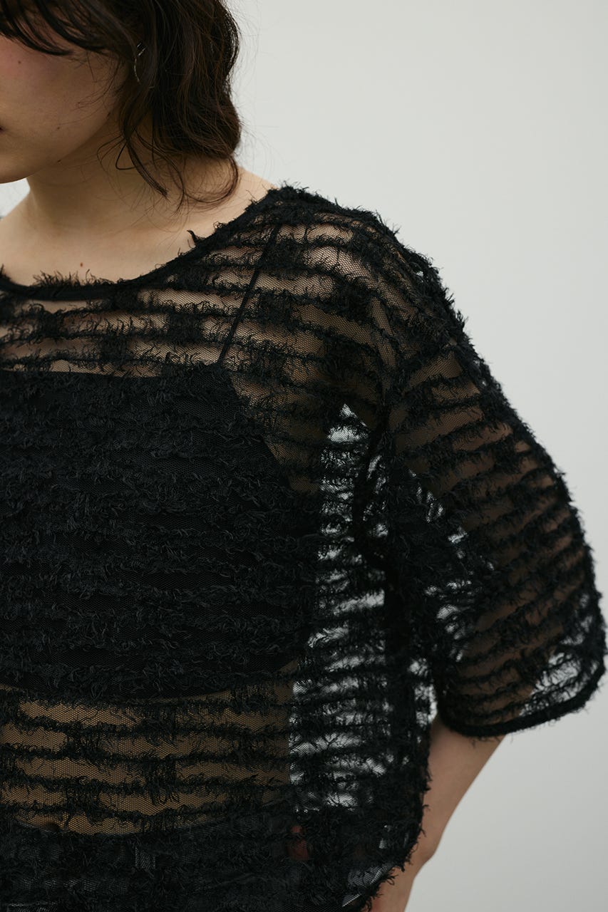 フリンジチュールトップ BLK FREE