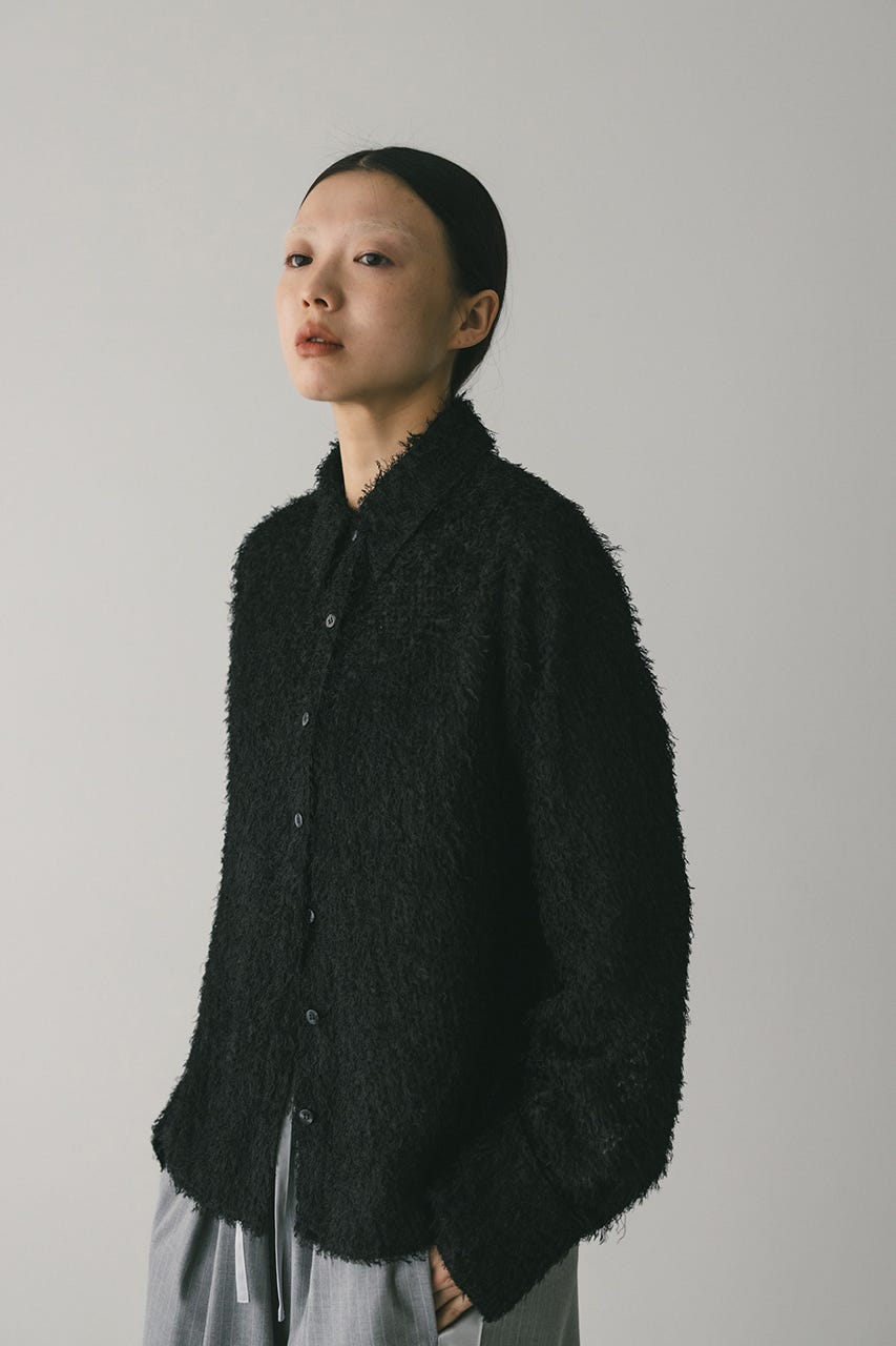 フリンジフェザーシャツ BLK FREE