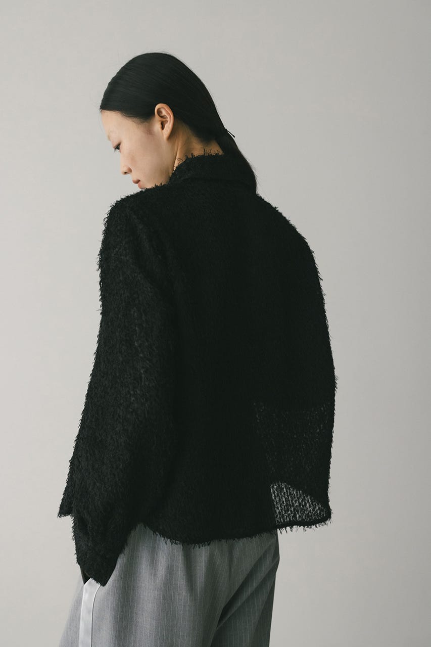 フリンジフェザーシャツ BLK FREE