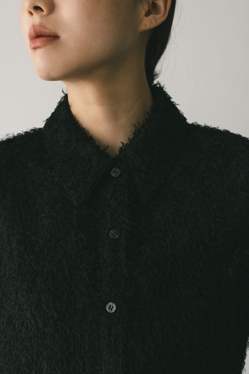 フリンジフェザーシャツ BLK FREE