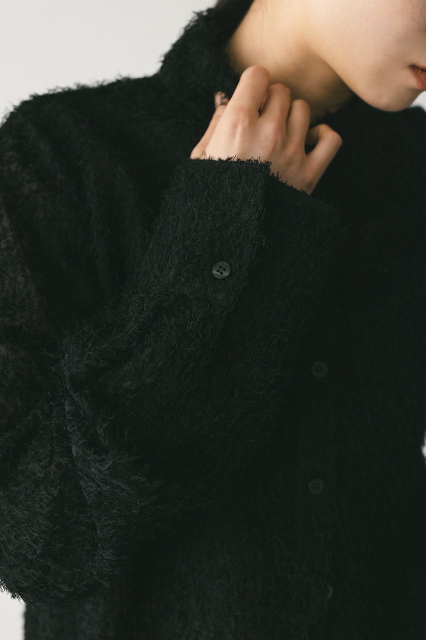 フリンジフェザーシャツ BLK FREE