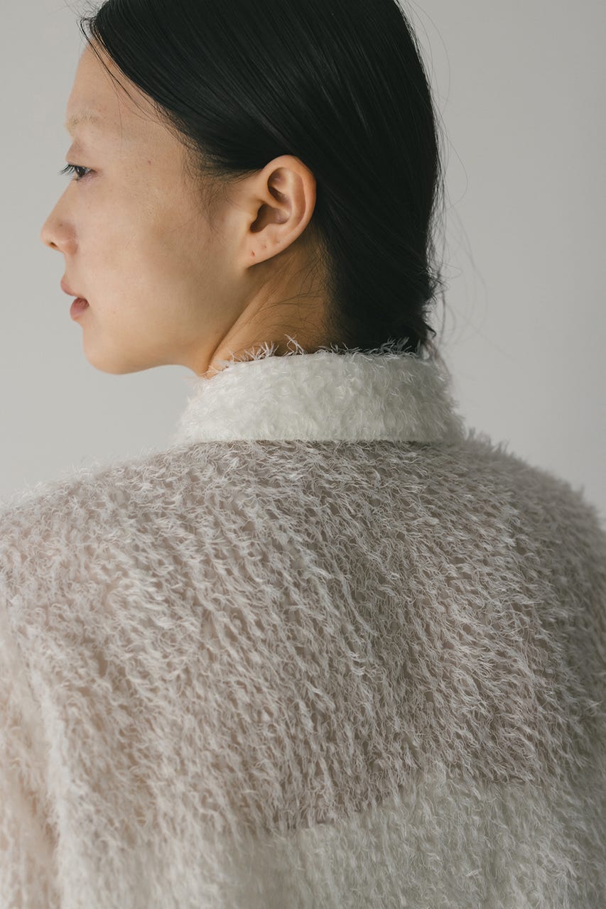 フリンジフェザーシャツ WHT FREE