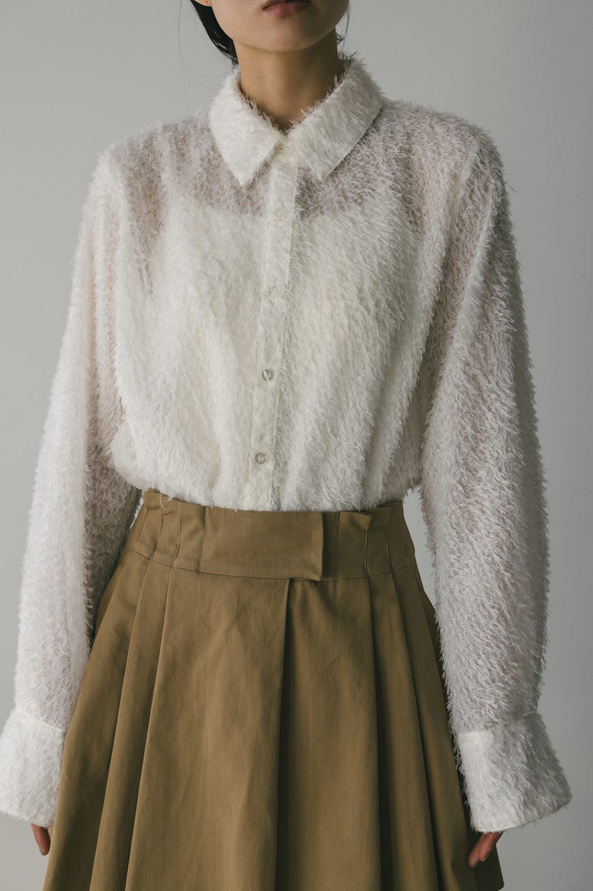 フリンジフェザーシャツ WHT FREE