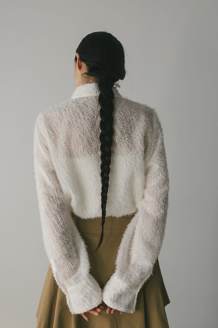 フリンジフェザーシャツ WHT FREE