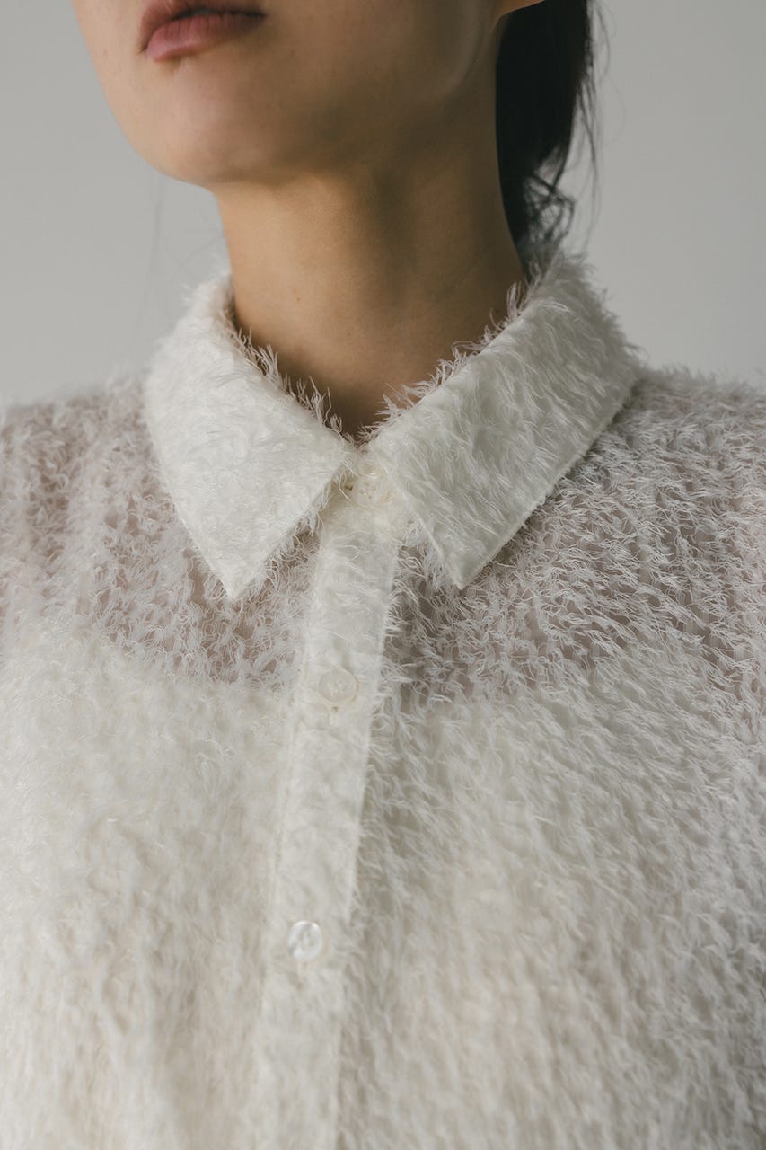 フリンジフェザーシャツ WHT FREE