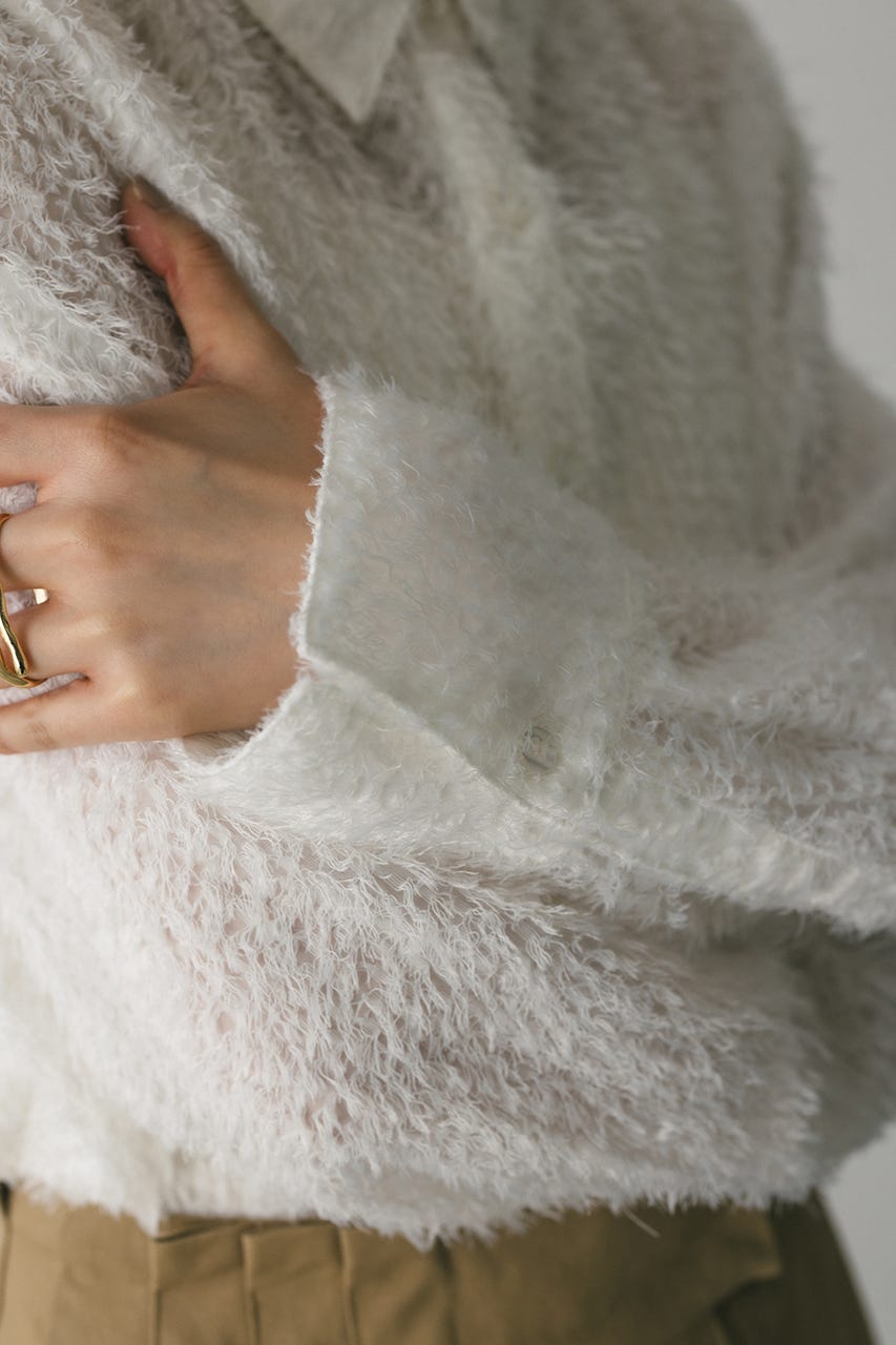 フリンジフェザーシャツ WHT FREE