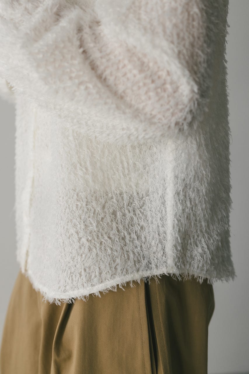 フリンジフェザーシャツ WHT FREE