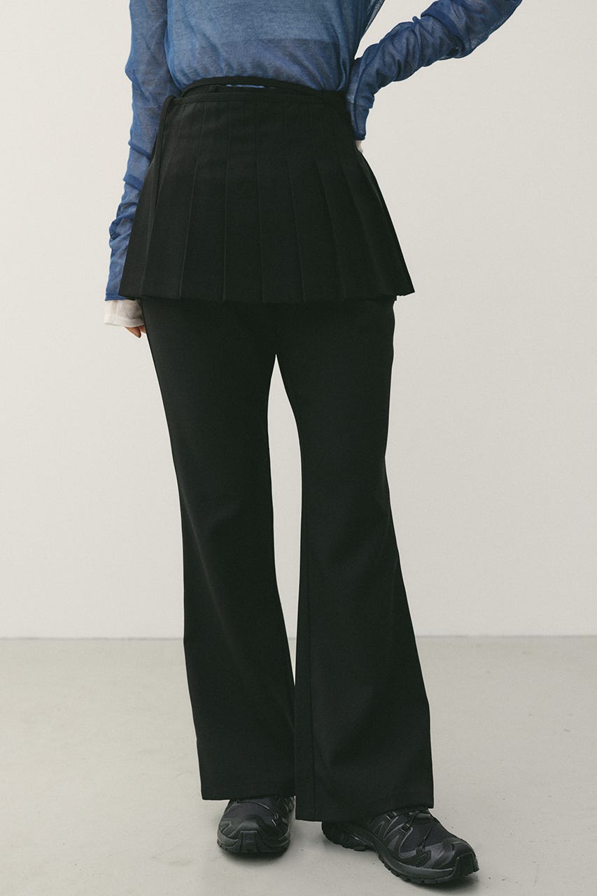 プリーツスカートレイヤードパンツ BLK S