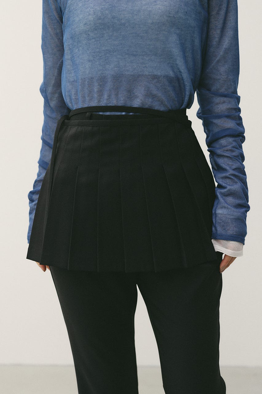 プリーツスカートレイヤードパンツ BLK S