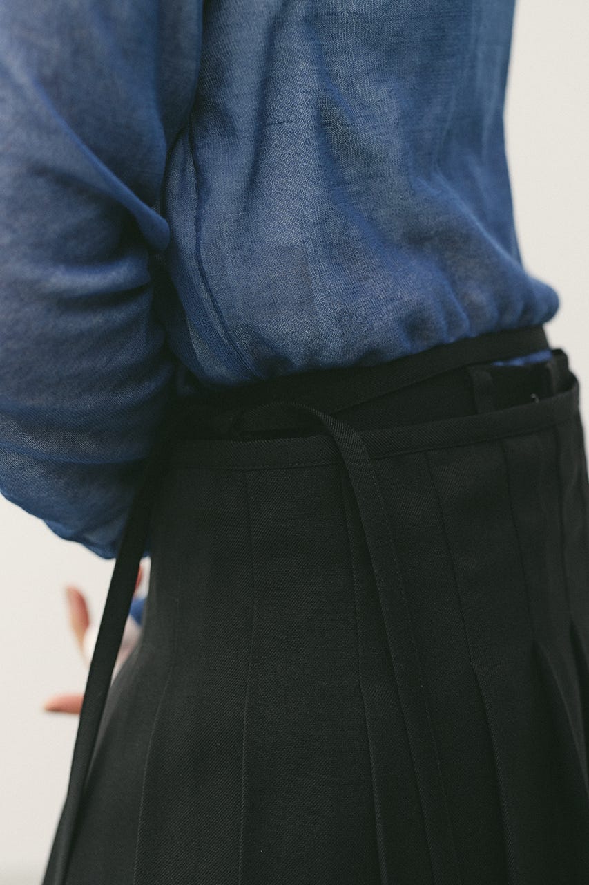 プリーツスカートレイヤードパンツ BLK S