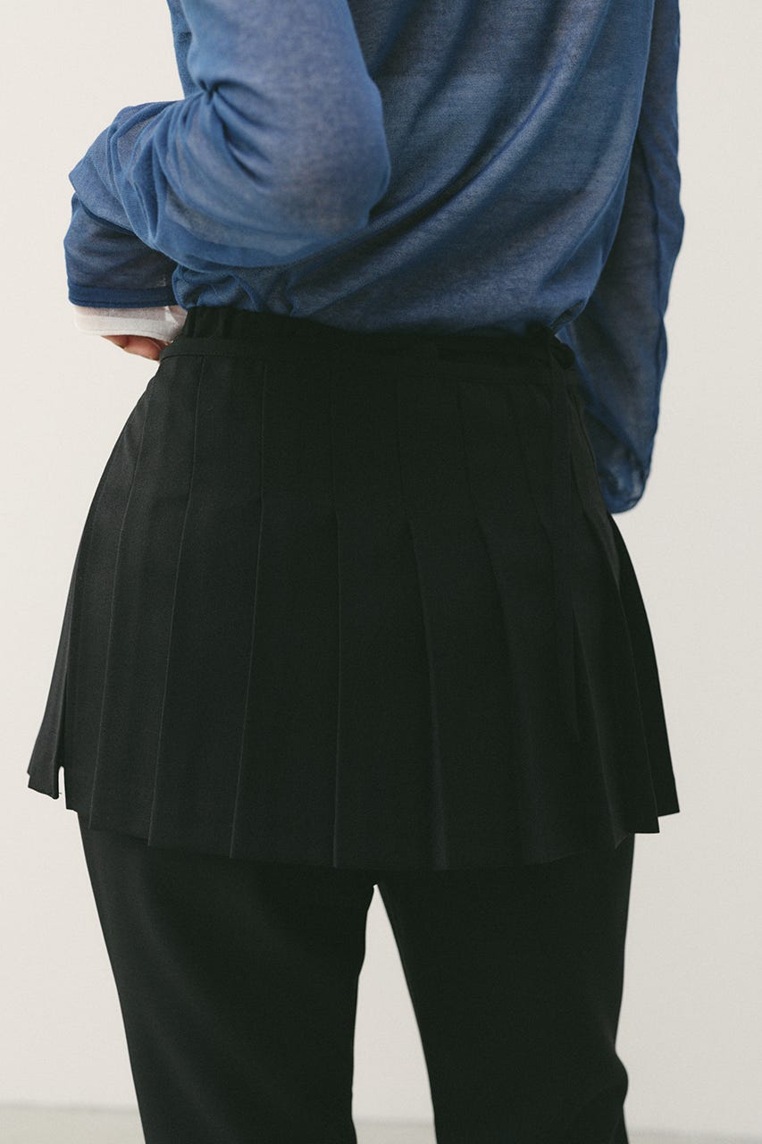 プリーツスカートレイヤードパンツ BLK S