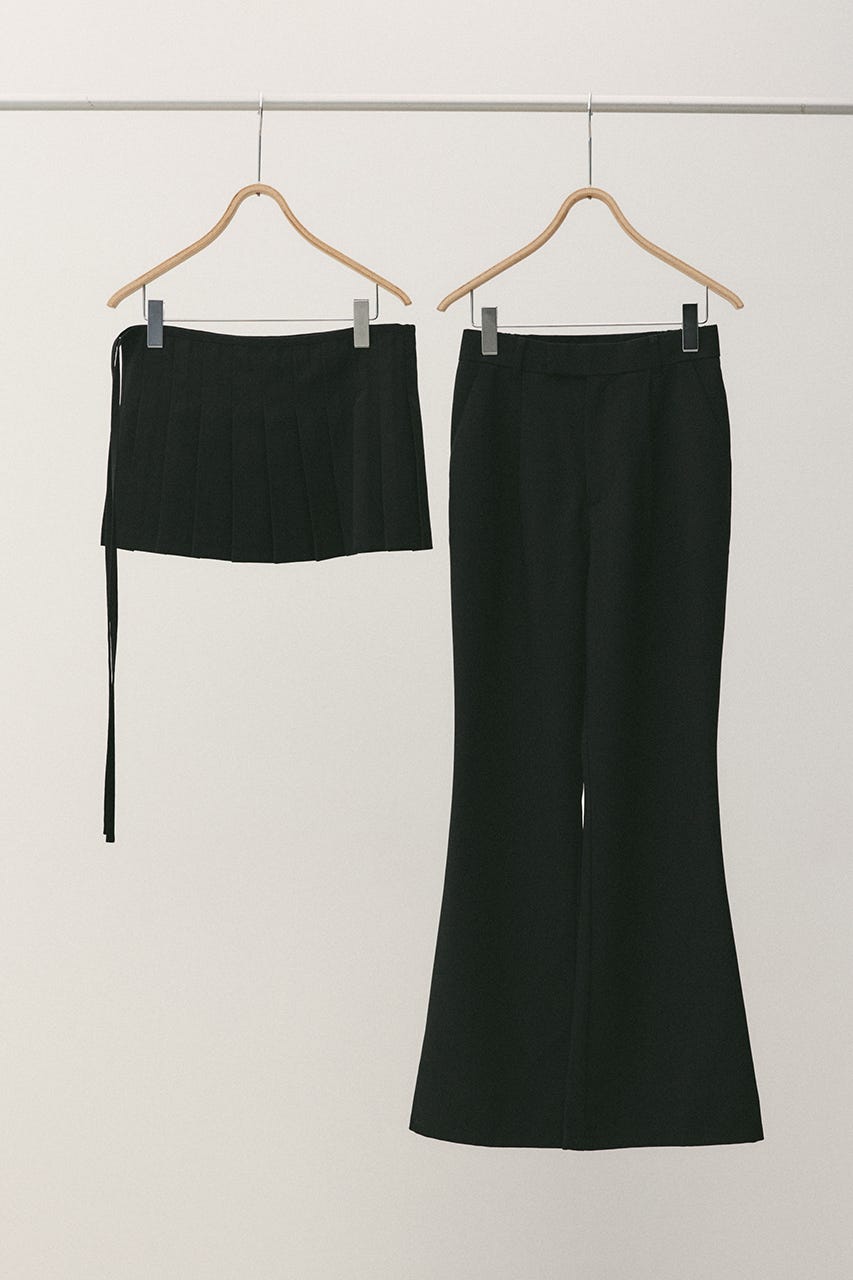 プリーツスカートレイヤードパンツ BLK S