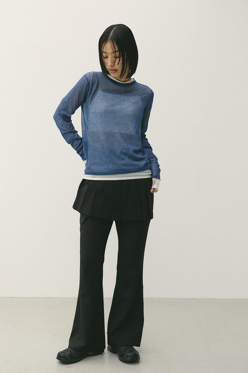 プリーツスカートレイヤードパンツ BLK S