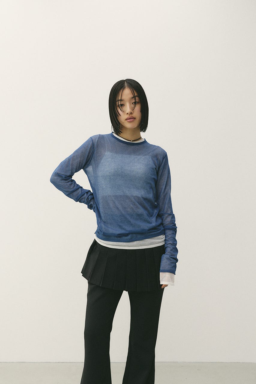 プリーツスカートレイヤードパンツ BLK S