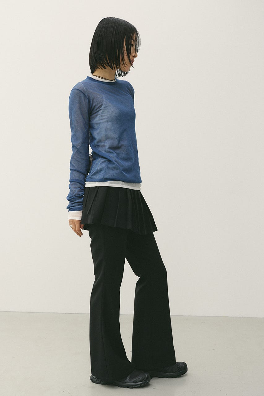 プリーツスカートレイヤードパンツ BLK S