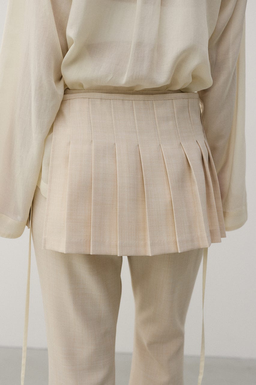 プリーツスカートレイヤードパンツ L/BEG M