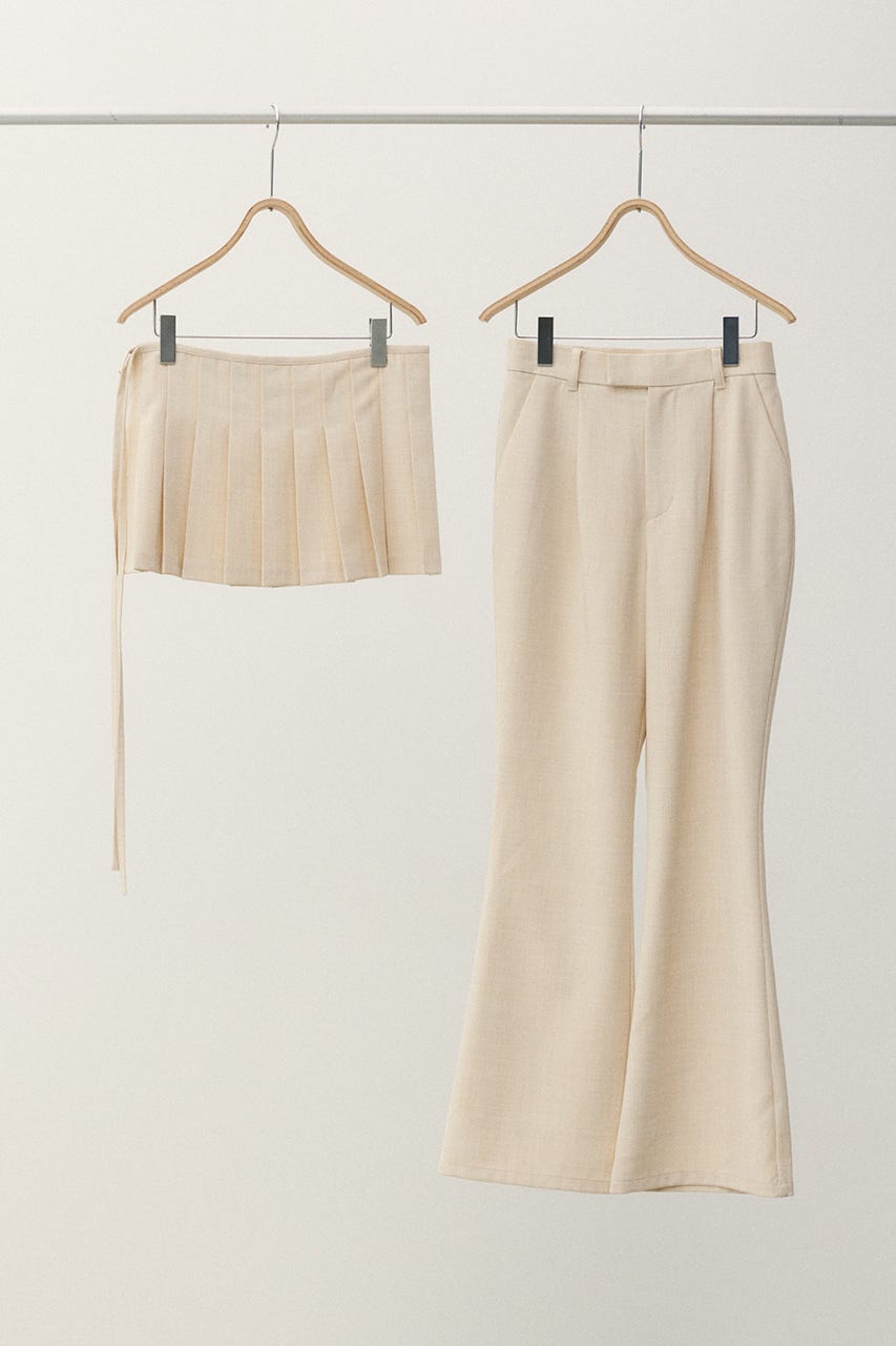 プリーツスカートレイヤードパンツ L/BEG M