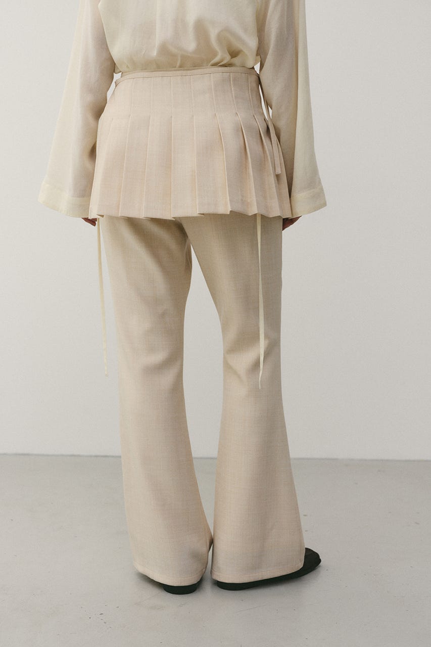 プリーツスカートレイヤードパンツ L/BEG M