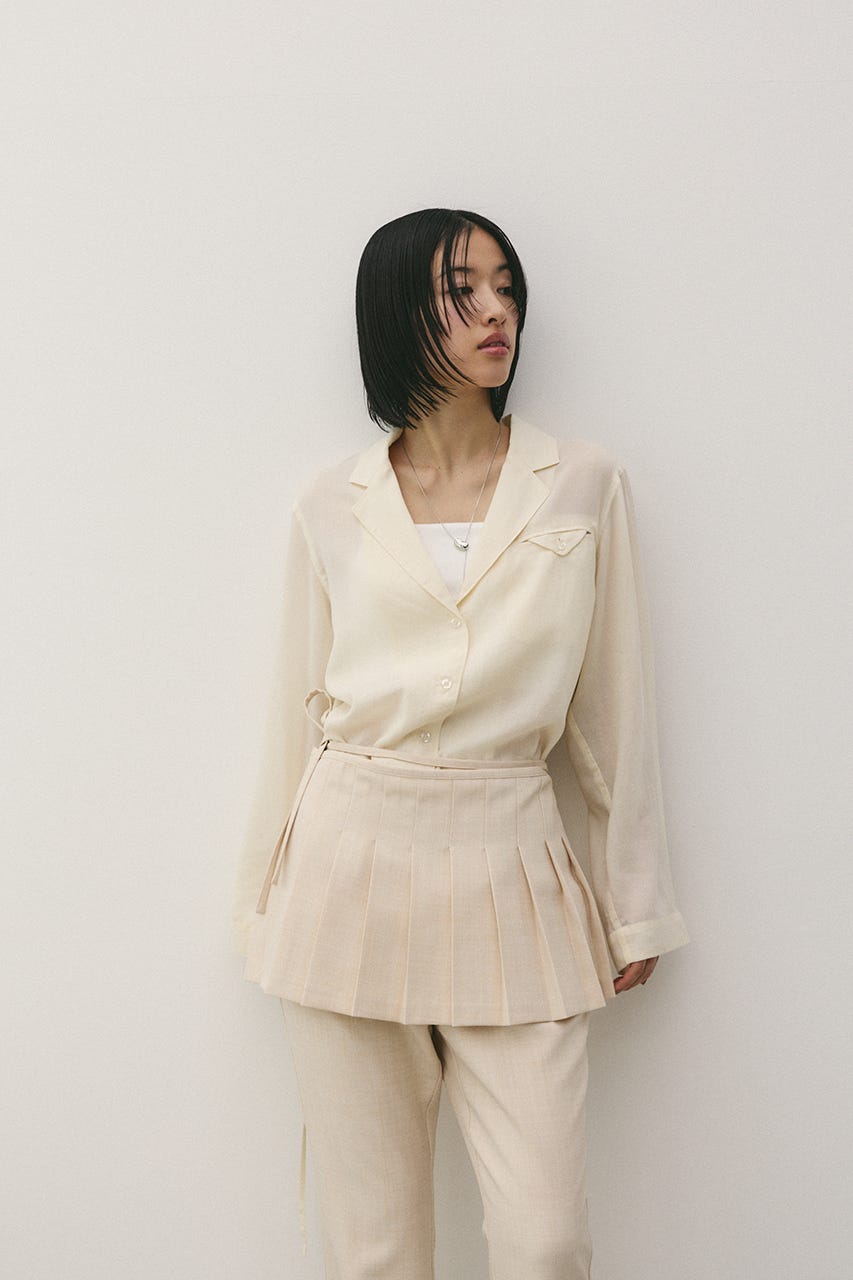 プリーツスカートレイヤードパンツ L/BEG M