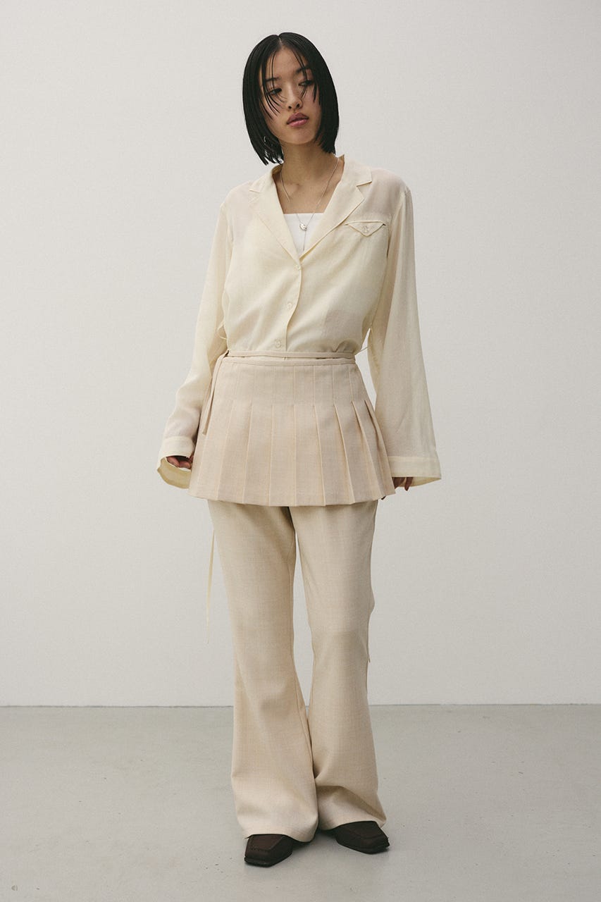 プリーツスカートレイヤードパンツ L/BEG M